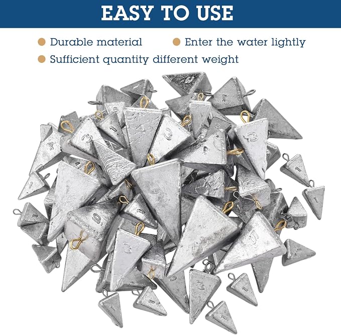 Shimeyao 18 Pieces Pyramid Sinkers Fishing Weights Triangle Fishing Sinkers Rig Pyramid Sinker for Ocean Saltwater Surf Bass Casting Gear Tackle