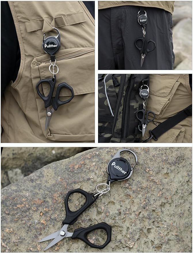 4.6" Fishing Scissors,Fishing Line Cutter for Braided Fishing Line,Fishing Gear with Tool Retractor,Non-Slip Grip Small Scissors for Saltwater