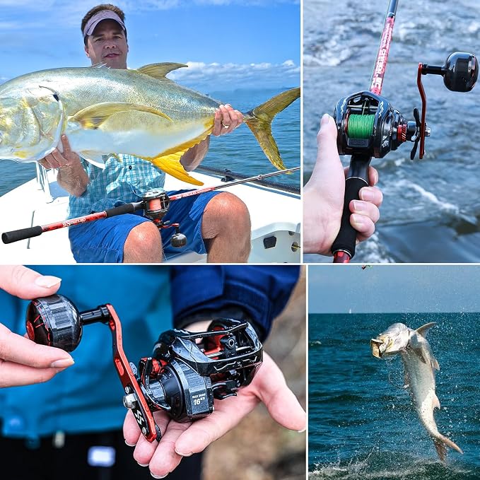 Sougayilang Baitcasting Reel, 7.0:1 Gear Ratio Super Smooth Power, 9 + 1 Shielded Ball Bearings Anti-Corrosion Baitcaster Reel Fishing Reel