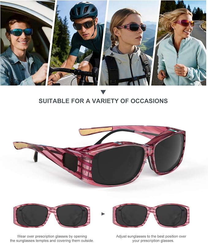 KALIYADI Polarized Sunglasses-Men Women Fit-Over-Glasses: Wrap Around Womens Sunglasses with UV400 for Driving Fishing Golf