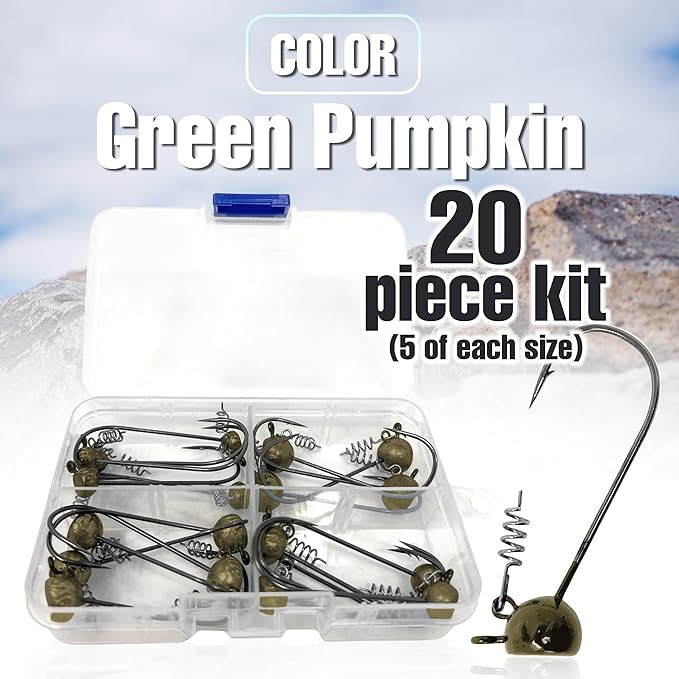 Reaction Tackle Stand-Up Shaky Head Jigs- for Bass Fishing with Size Stamped on Jig Heads (10-Pack)