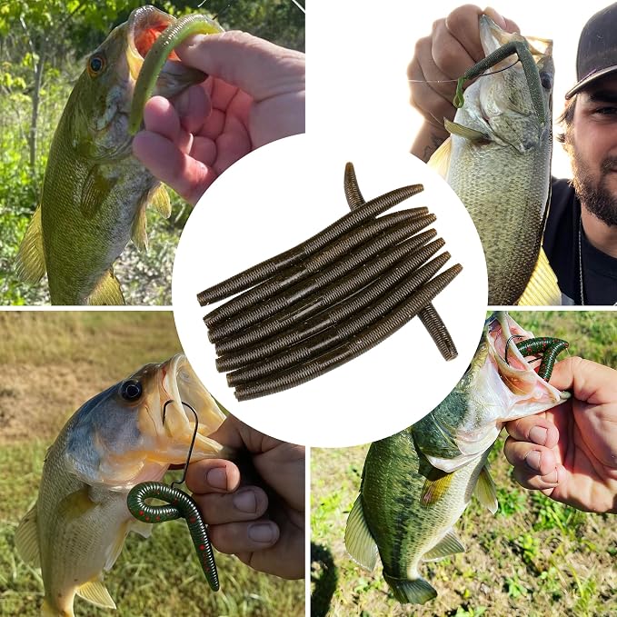30/50/78/100Pcs Senko Worms Kit – 4"/5" Soft Plastic Fishing Lures with Salt Impregnation for Bass Fishing