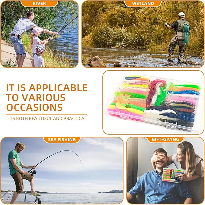 Soft Fishing Lures Kit Paddle Tail Swimbaits Plastic Worms Set Mixed Color Minnow Jerkbait Bass Lure Baitsfor Trout,Walleye,Crappie
