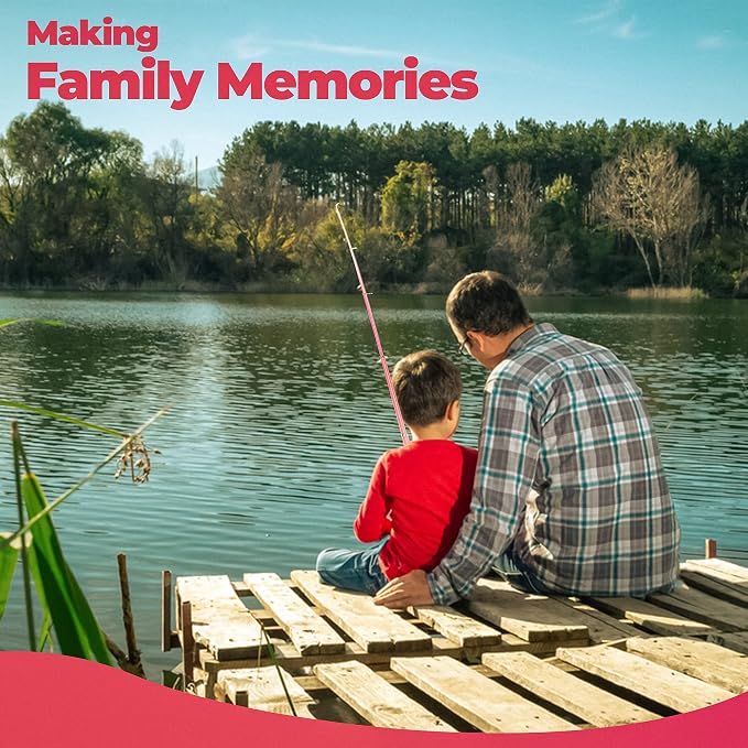 DaddyGoFish Kids Fishing Pole - Rod Reel Combo Tackle Box Starter Set - First Year Small Dock Gear Kit for Boys Girls Toddler Youth Age Beginner Little Children Junior Anglers