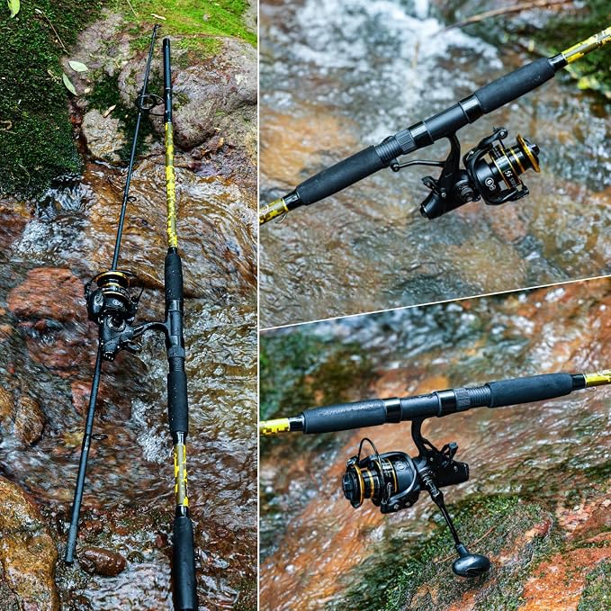 Sougayilang Spinning Rod Combo - MH Action Fishing Pole with Bait Feeder Reel for Catfish, Salmon, Steelhead Freshwater Saltwater Fishing- 7'0"/7'6"