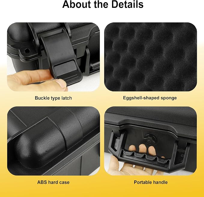 Fishing Reels Storage Case, Tackle Accessories Storage Handcase,5pcs Adjustable Magic Tape Dividers (6 Compartments), Fits Fishing Reels, Lures, Spare Fishing Line, Black, Medium,12.8*11.6*4.7 Inch