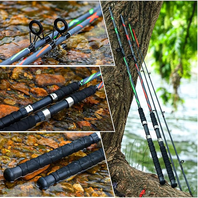 Sougayilang Spinning Rods, Strong Carbon&Glass Composite Fishing Pole with Stainless Steel Line Guides for Catfish- 7'0"