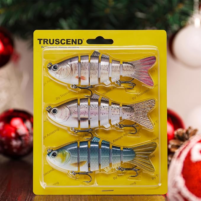 TRUSCEND Swimmax Easy Catch Fishing Lures with BKK Hooks, Wiggling, Vibrating, Rattling and Gurgling for More Bites, Heavy-Duty Dyneema Fiber Jointed Swimbaits for Bass, Trout, Crappie, Walleye, Pike