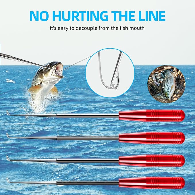 Fish Hook Remover Tool,Fishing Hook Quick Removal Device,Fishing Gear Security Extractor Equipment Kits for Adult,Hook Extractor Accessories Tools with Storage Tube,4Pcs