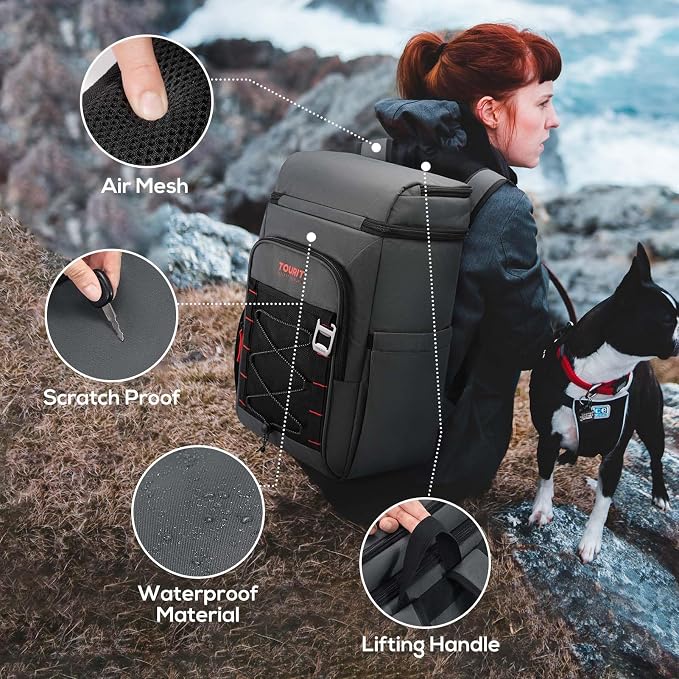 TOURIT Insulated Backpack Cooler: 30 Cans Waterproof Leakproof Soft Cooler Bag Beach Travel Picnic Camping