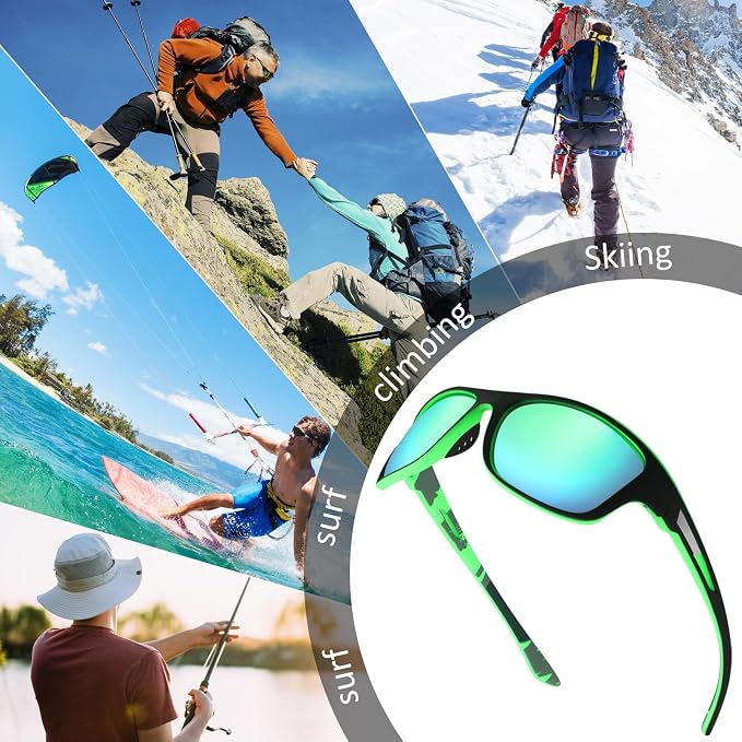 TOODOO 4 Pairs Men Polarized Sunglasses with UV Protection Driving Glasses Sports for Sport Outdoor Activities