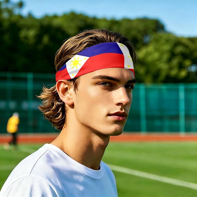 Flag Headbands for Men Women, Moisture Wicking Sweatband Breathable Sports Headwrap, Non-Slip Stretchy Fitness Hair Band