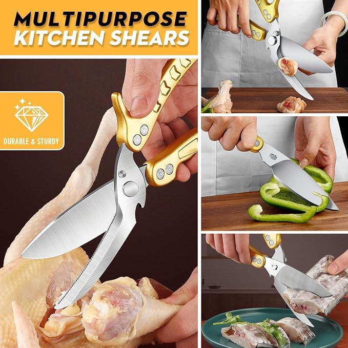 Dream Reach Poultry Shears, Germany Heavy Duty Kitchen Scissors With Knife Bottle Opener Gift Box, Multipurpose Kitchen Shears For Cooking Chicken Meat Turkey Thanksgiving Gifts for Men Women