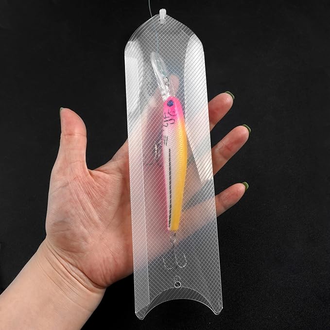 OROOTL Fishing Lure Wraps 10 Pack Clear Visible Lure Bait Covers Storage with 100 Nylon Cable Tie Fishing Tackle Storage Bags and Wraps Protect Fishermen Safe from Sharp Hook 3 Sizes
