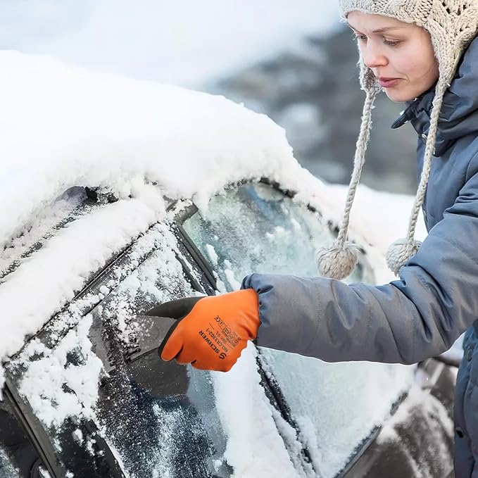 Schwer 100 Pairs Waterproof Winter Work Gloves, ANSI A2 Cut Resistant Freezer Gloves for Outdoor Cold Weather Keep Hands Warm, Thermal Insulated Gloves for Shoveling Snow, Ice Fishing, Super Grip, L