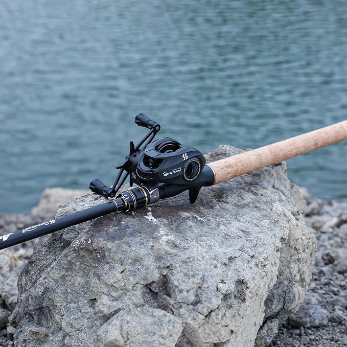 Sougayilang Spinning & Casting Fishing Rods, 2-Piece Strong Carbon&Glass Composite Trolling Rod Offshore Surf Pole for Bass, Trout, Panfish, Catfish