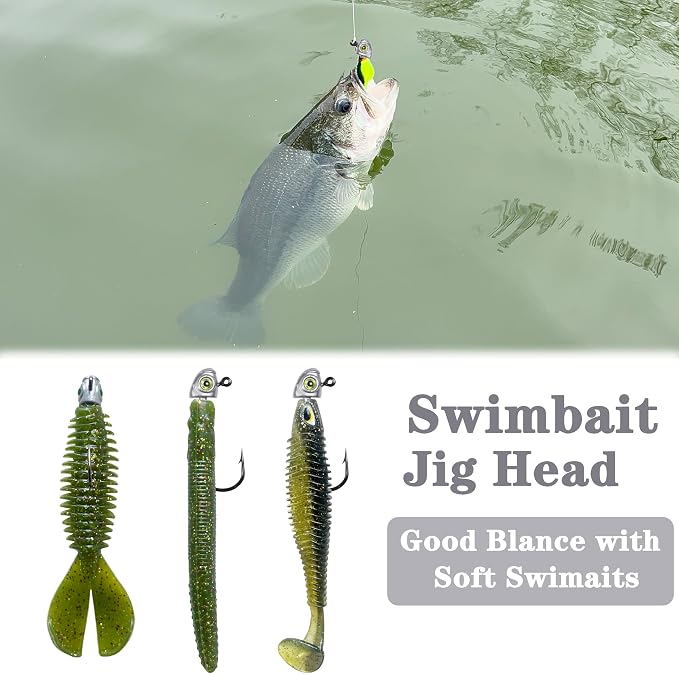 Swimbait Jig Heads Fishing Jigs Swim Bait Jighead with Two Bait Keepers and 3D Eyes 1/8 3/16 1/4 3/8 1/2oz Jigheads Freshwater Saltwater Fishing