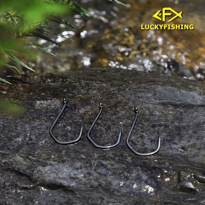 LUCKYFISHING Octopus Hooks Fishing Hooks for Saltwater Freshwater Offset Catfish Hooks for Bass Trout Redfish Fishing Hook Size 1 2 4 6 1/0-8/0 with 50/60/70/80/100PCS
