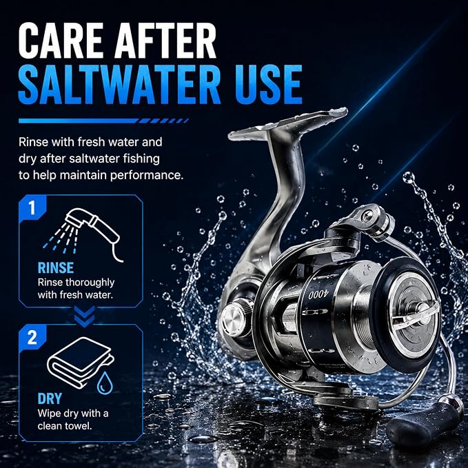 Spinning Fishing Reel, 5+1 Stainless Bearings Lightweight Fishing Reel with CNC Aluminum Spool, 17.6LB Max Drag, Screw-in Handle for Freshwater Saltwater Fishing