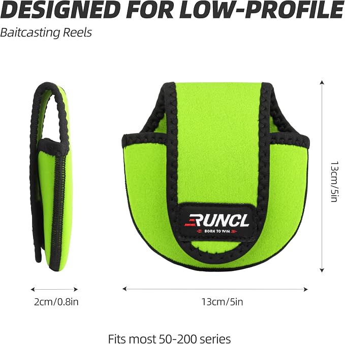 RUNCL Baitcasting Reel Bag – Protective Storage Pouch for Baitcasting Reels & Spinning Reels, Lightweight & Durable, Ideal for Freshwater & Saltwater Fishing Trips (Green & Black)