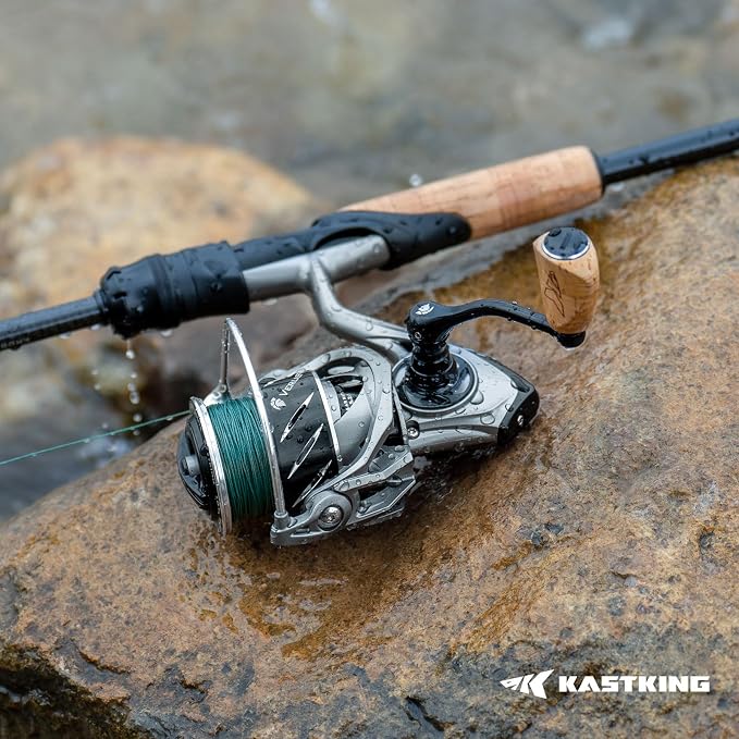 KastKing Verus Spinning Reel, Ultra-Lightweight 5oz Fishing Reel, 5.2:1/6.2:1 Gear Ratio, Aerodynamic Reel Rotor, 10+1 Stainless Steel Bearings, Lightweight Nylitech Body&Rotor, Carbon Fiber Drag