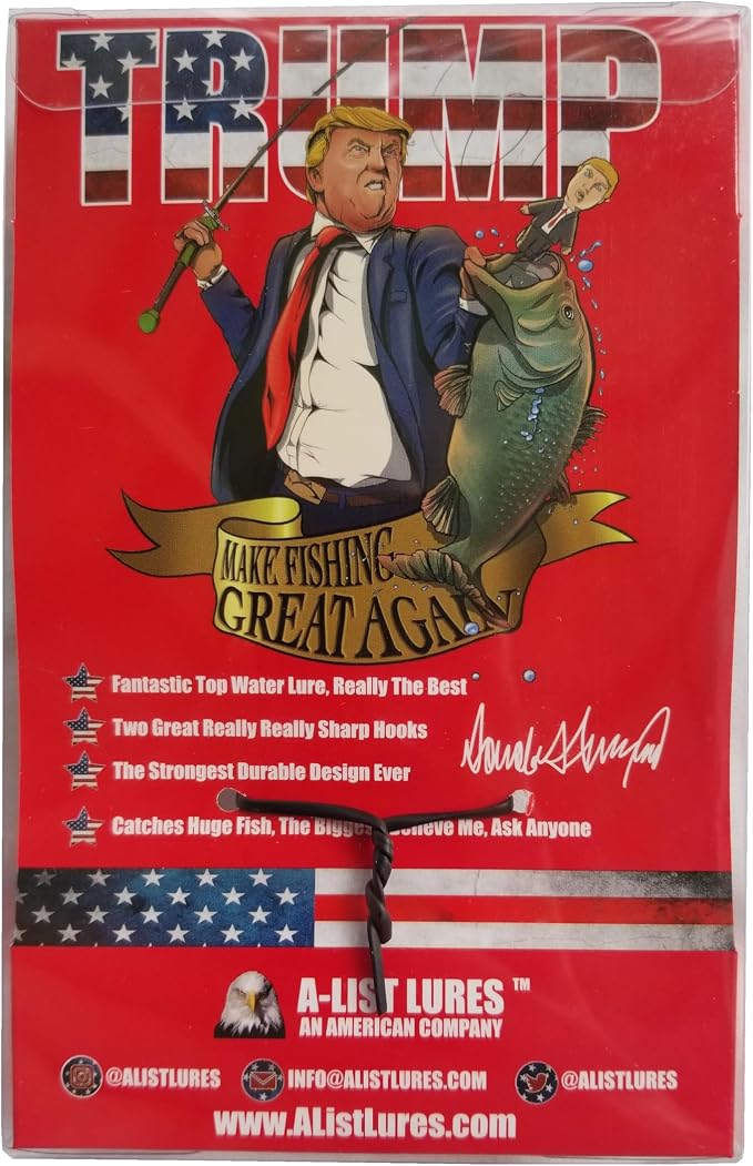 Trump Topwater Fishing Lure, Novelty Bass Lure with Treble Hooks, Floating Hard Bait for Freshwater and Saltwater Fishing, Collectible Fishing Gift