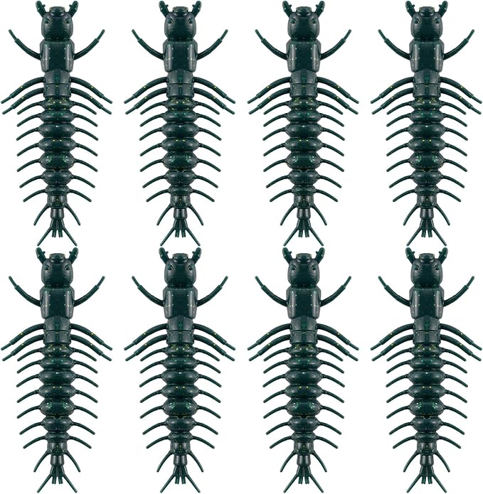 Dr.Fish 8/20 Pack Hellgrammite Soft Fishing Lure Worm Bait 2''/3" Freshwater Bass Fishing Plastic Lures Grub Crappie Panfish Bluegill Trout Walleye