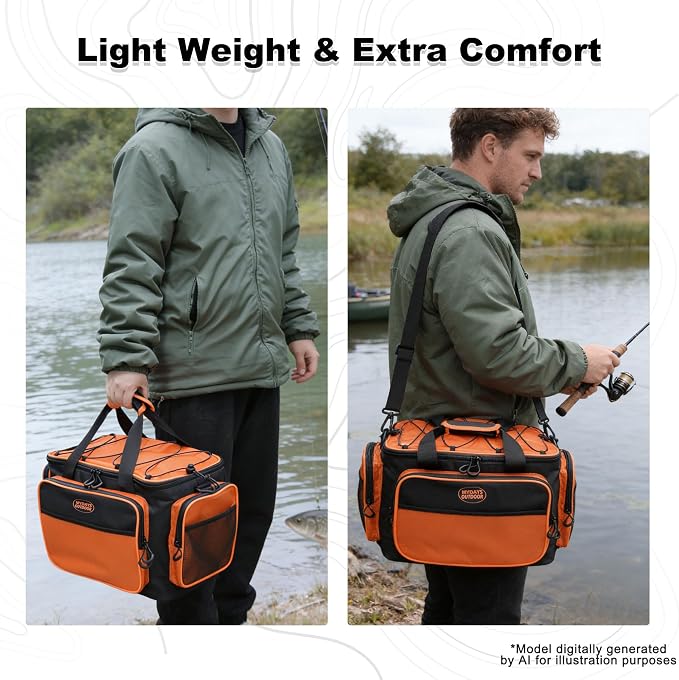 Fishing Tackle Bags,Fishing Bags for Saltwater or Freshwater Fishing,Tackle Box Bag with Padded Shoulder Strap(Not Included Tackle Box Trays)