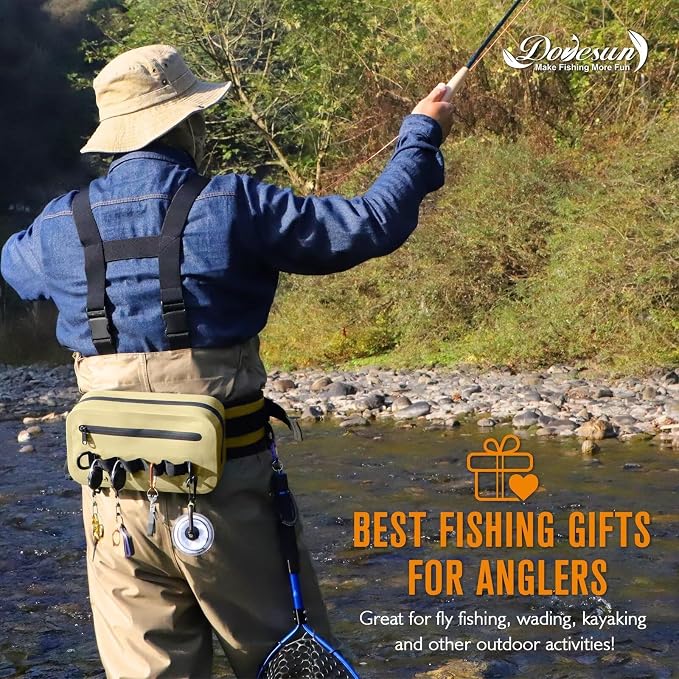 Dovesun Waterproof Fishing Fanny Pack for Men 3.3L Fly Fishing Bag Chest Pack with Airtight Zipper