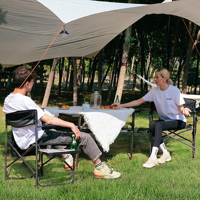 KingCamp 2-Pack Directors Camping Chair with Padded Folding Portable Seats, Black
