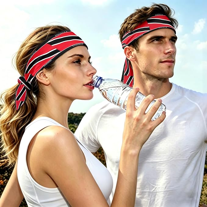 Flag Tie Headbands for Men Women, Moisture Wicking Sweatband Breathable Sports Headwrap, Non-Slip Stretchy Adjustable Fitness Hair Band