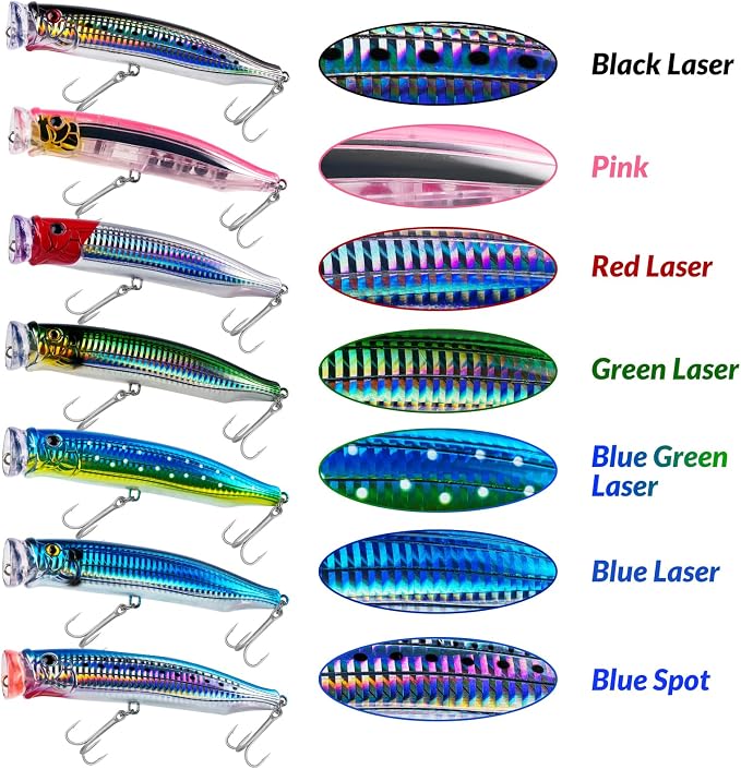 THKFISH Popper Lures Saltwater Tuna Popper Topwater Fishing Lures for Surf Fishing Bass with 3D Eyes for GT Tuna Large Fish 5.9in 1pc/3pcs