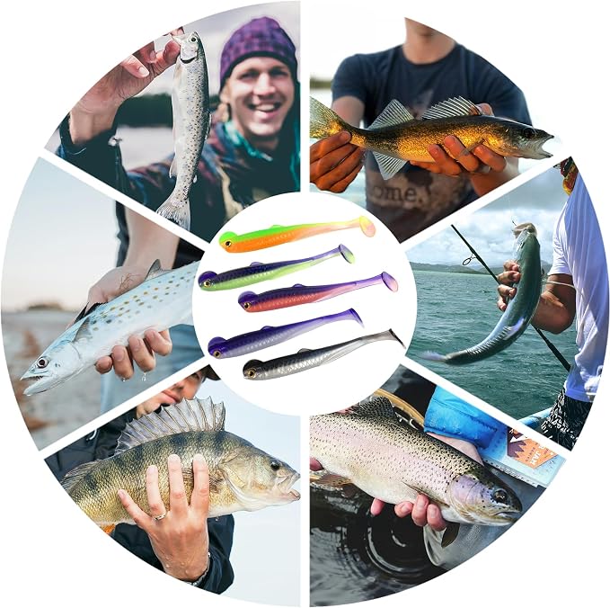 Paddle Tail Swimbaits,Soft Plastic Fishing Lures Swim Baits for Bass Fishing,30/50pcs with Box,Soft Plastic Swimbaits for Bass Trout Crappie Lures Kit for Saltwater Freshwater