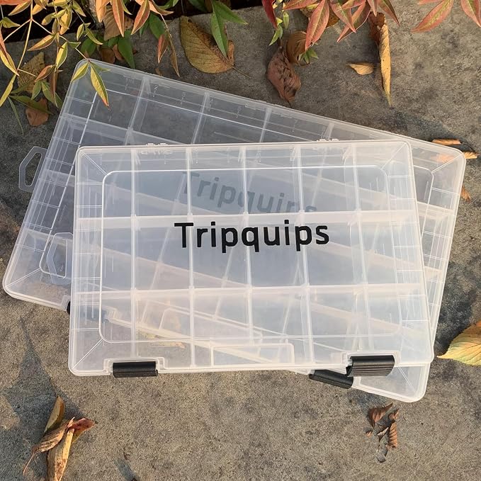 Tripquips 3600 Tackle Trays, Plastic Storage Organizer Box with Removable Dividers - Tackle Boxes - Fishing Tackle Storage - 3700 Tackle Trays - 2 Packs/4 Packs Box Organizer