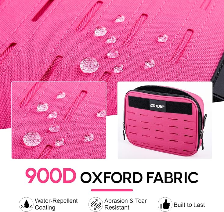 Goture Fishing Tackle Bag, Bait Storage Binder with Detachable PVC Clear Sleeves, 900D Water-Resistant Pink Sling Bag, Soft Bait Hooks Sinkers Fishing Accessories Storage for Saltwater & Freshwater