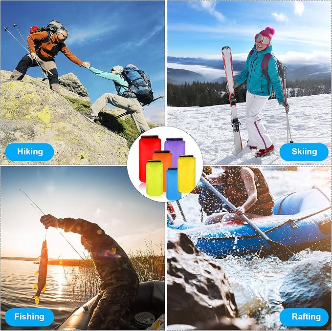 Shappy 6 Pcs Waterproof Dry Bag Set Ultralight Stuff Sack 20/15/10/8/5/3L Backpacking Bag with Long Adjustable Strap Outdoor Keep Gear Dry Sack for Camping Kayaking Boating Hiking Travel