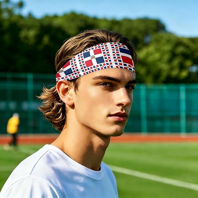 Flag Headbands for Men Women, Moisture Wicking Sweatband Breathable Sports Headwrap, Non-Slip Stretchy Fitness Hair Band