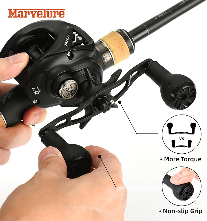 Non-Slip Power Handle 3.94'' (100 mm) Compatible for Shimano SLX Tranx, Daiwa Tatula Zillion, Abu Garcia Revo, 13 Fishing Baitcasting Reels