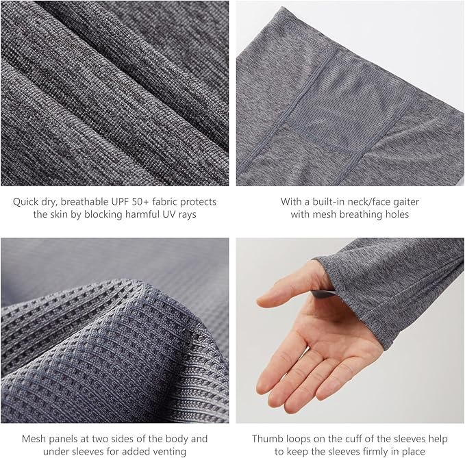 BASSDASH UPF 50+ Men’s Long Sleeve Fishing Shirt with Mask UV Neck Gaiter Hoodie