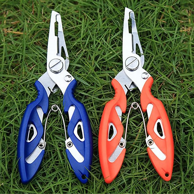 Small Fishing Pliers 2 Multi-Function Scissors Braid Cutters Lightweight Stainless Steel Fishing Tools Split Ring Opener Fish Gripper Hook Remover Gear Accessories