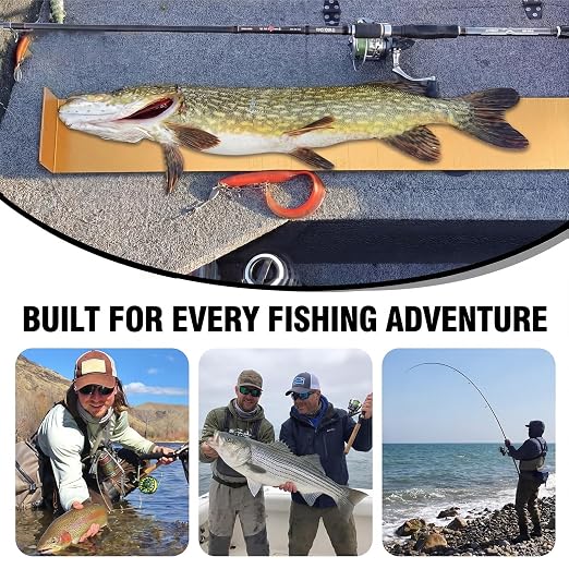 FairySandy 22 Inch Aluminum Fish Measuring Board Ruler Yellow Durable Anti Corrosion Fishing Equipment for Lakes Rivers Ponds Nearshore Saltwater