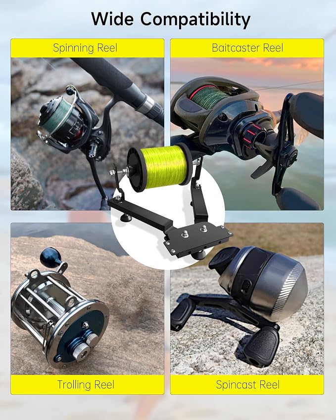 Fishing Line Spooler for Large Spools, Commercial Fishing Line Spooler Reel Winder Spooling with Adjustable Tension, Fishing Gears Gifts for Father Fit for Filler and Bulk Spools Portable