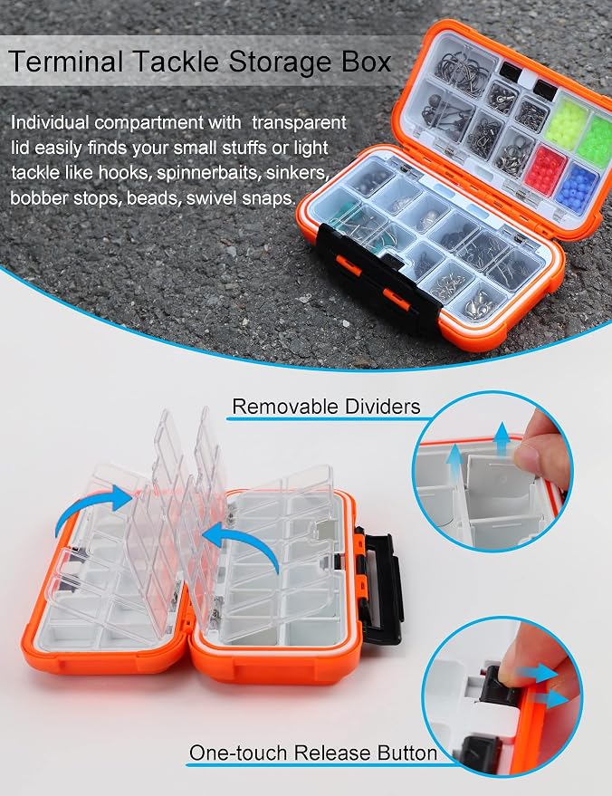 Hlotmeky Small Kayak Mini Tackle Box Waterproof Fishing Lure Box Terminal Storage Fishing Hook Organizer
