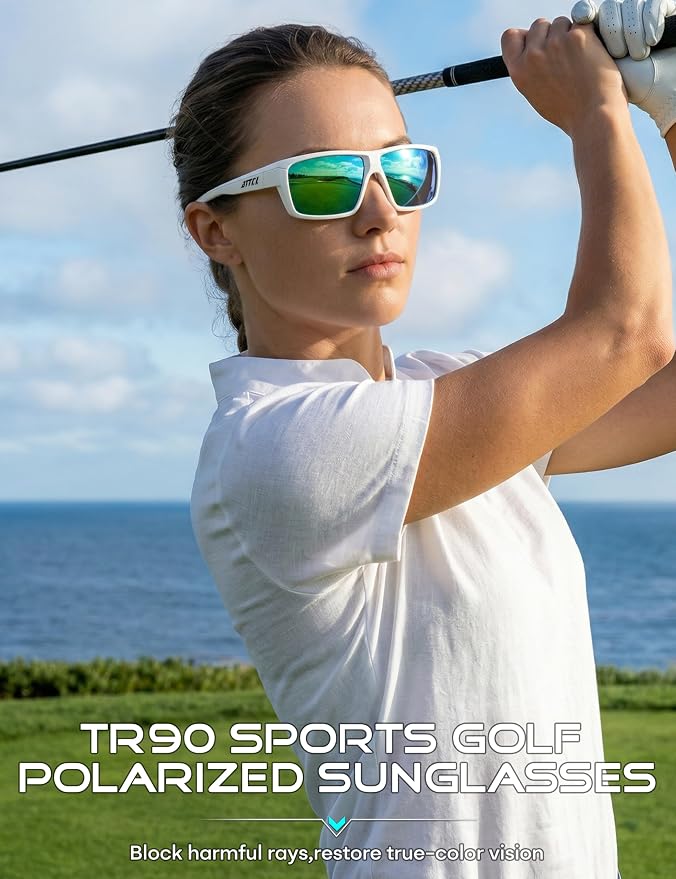 ATTCL Polarized Sunglasses Men for Fishing: UV Protection Lightweight TR90 Sports Wrap Sun Glasses Driving Golf Running