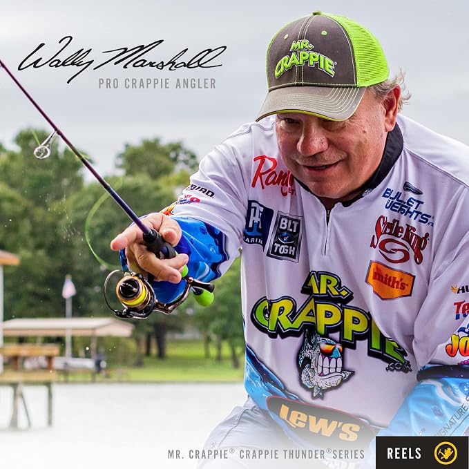 Lew's Crappie Thunder Spincast Fishing Reel, 4.3:1 Gear Ratio, Right or Left-Hand Retrieve, Crappie Thunder Green