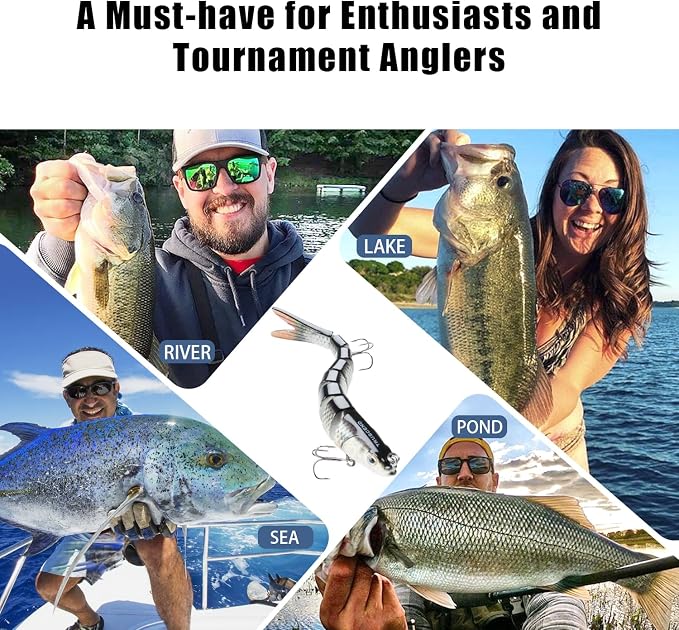 TRUSCEND Swimmax Easy Catch Fishing Lures with BKK Hooks, Wiggling, Vibrating, Rattling and Gurgling for More Bite, Heavy-Duty Dyneema Fiber Jointed Swimbaits for Bass, Trout, Walleye, Crappie, Pike