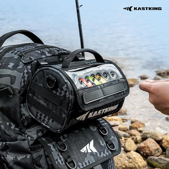 KastKing BaitSpace Line Management Bag, Fishing Line Storage Bag with Water Resistant Nylon, Clear View Window, Removable Divider, Tangle-free Leader Line Holder