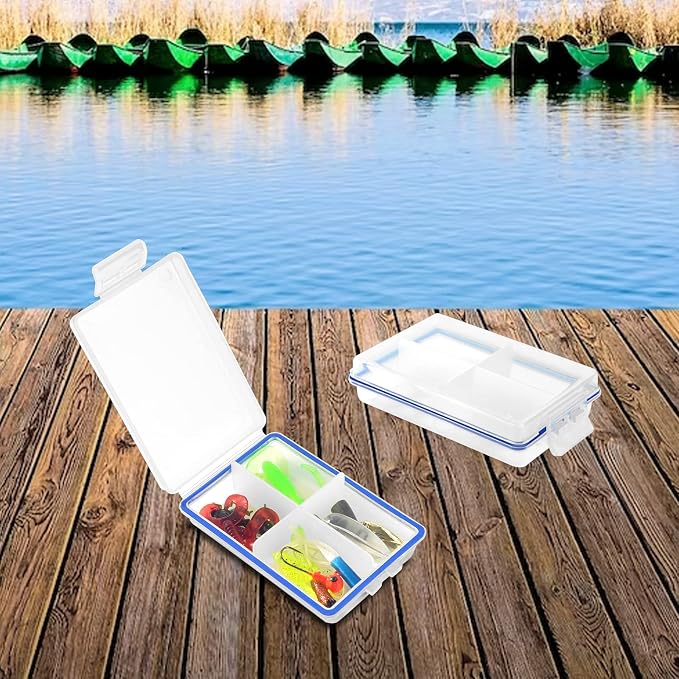 4 Pcs Mini Waterproof Tackle Organizer - Small Fly Fishing Box with Dividers for Hooks, Flies, Beads & Lures