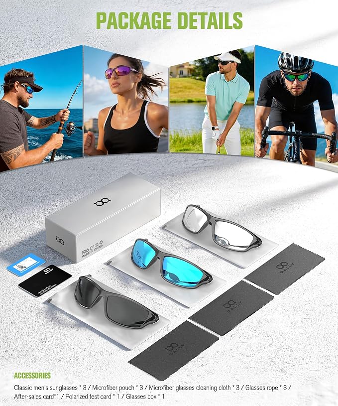 Polarized Sunglasses Men Sports Sunglasses for Men UV400 Sunglasses for Driving Golf Cycling Fishing Running