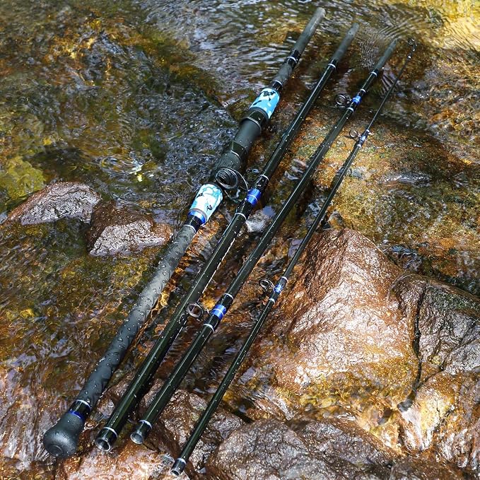 Sougayilang Surf Fishing Rod Portable Travel MH/H Surf Spinning Rod 4 Piece Carbon Fiber Saltwater Fishing Rod 10'/11'/12'/15'